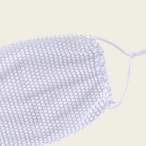 Rhinestone Bling Super Cute White Face Mask Cover - Picture 3 of 5